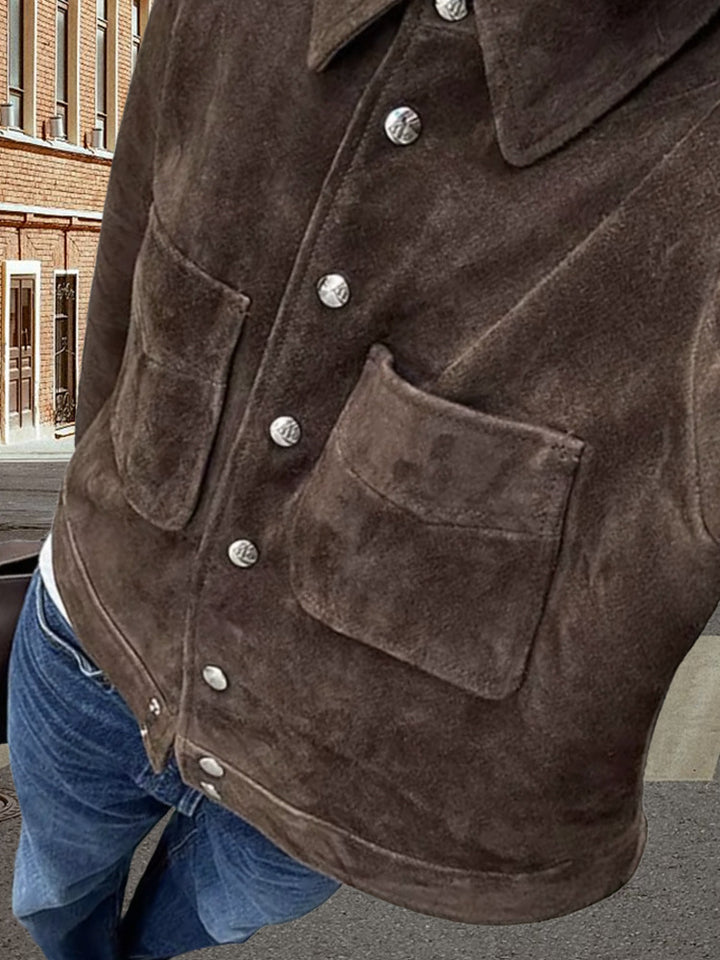 Damen Modische Wildlederjacke mit praktischen Klappentaschen Drune