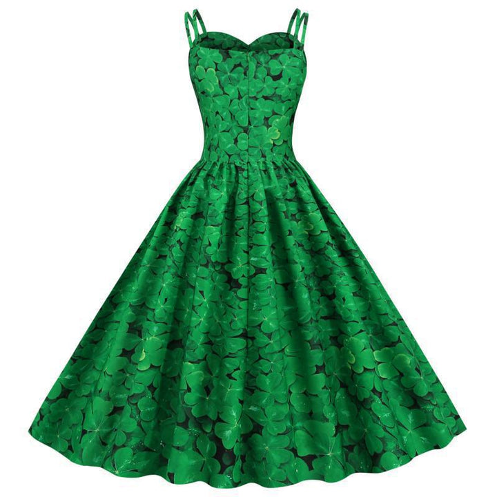 Damen A-Linien Kleid mit tierischem Motiv und verzierten Trägern Drune