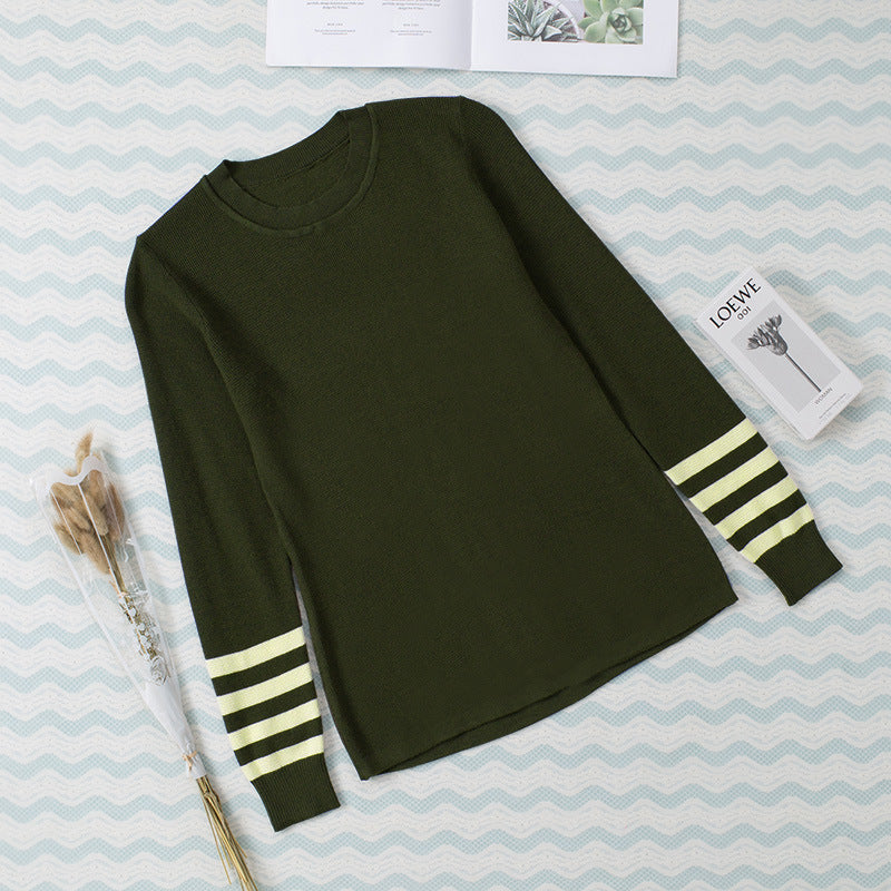 Damen Strickpullover mit kontrastierenden Ärmelbündchen Drune