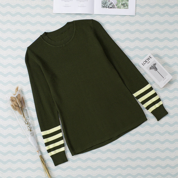 Damen Strickpullover mit kontrastierenden Ärmelbündchen Drune