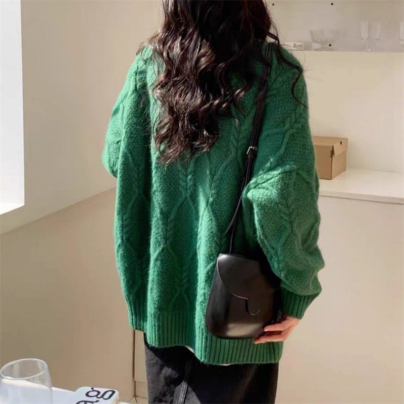 Damen Strickpullover mit Zopfdesign und lässigem Schnitt Drune