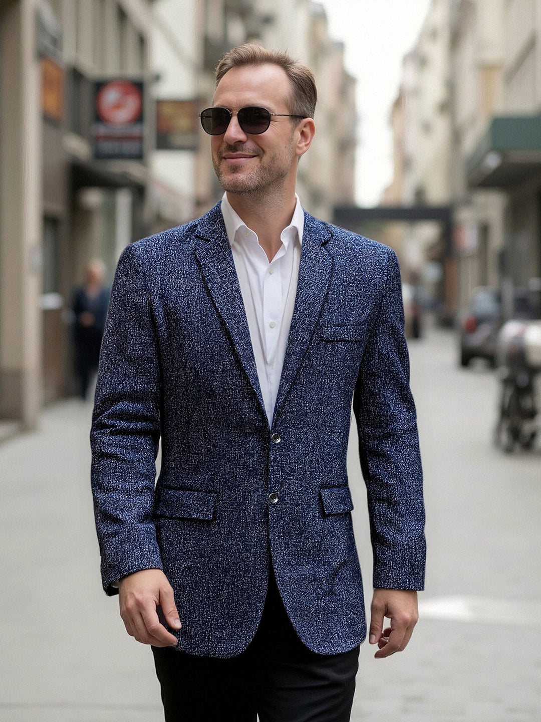 Herren eleganter strukturierter Freizeitblazer Drune