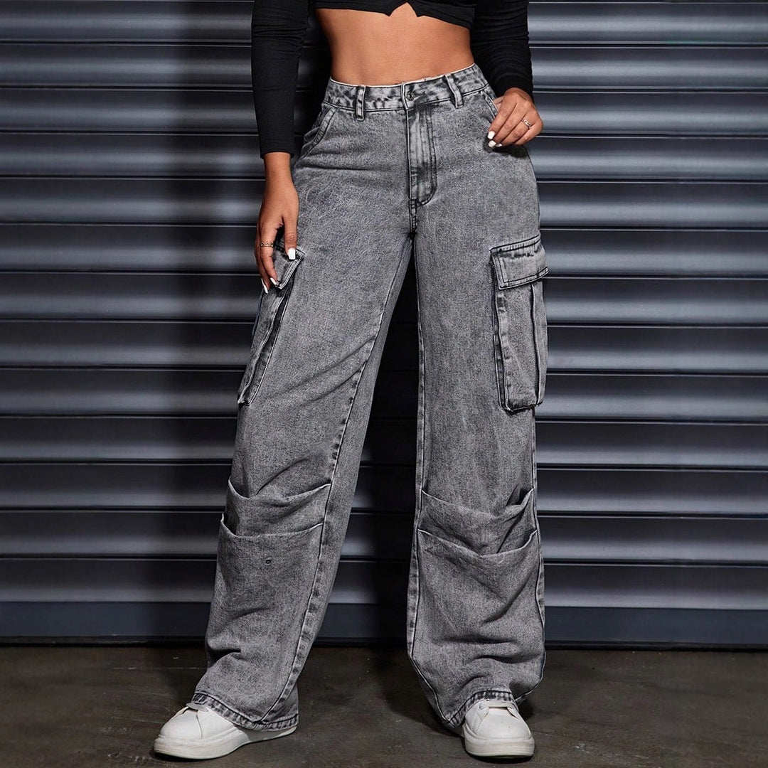 Damen Cargo-Jeans mit hohem Bund und praktischen Seitentaschen Drune