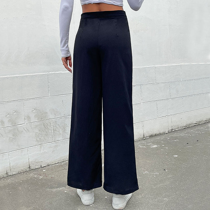 Damen Weite Hose mit dekorativen Knöpfen Drune