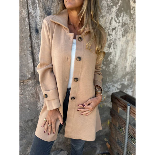 Damen elegante Übergangsjacke mit schickem Kragen und dekorativen Knopfdetails Drune