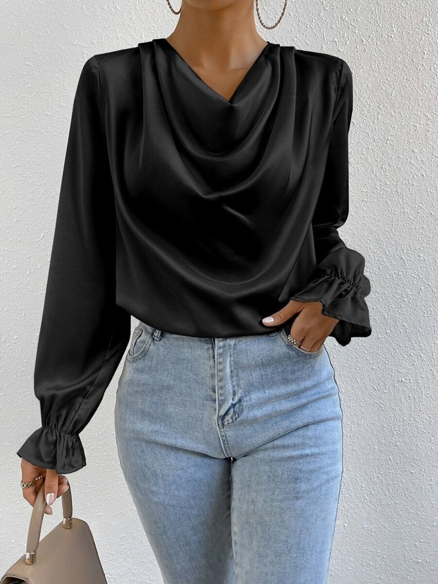 Drune | Satin Langarmbluse Top