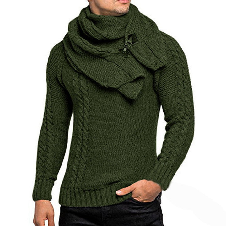 Herren nan Strickpullover mit überlappendem Schalkragen und Schnallenverschluss Drune
