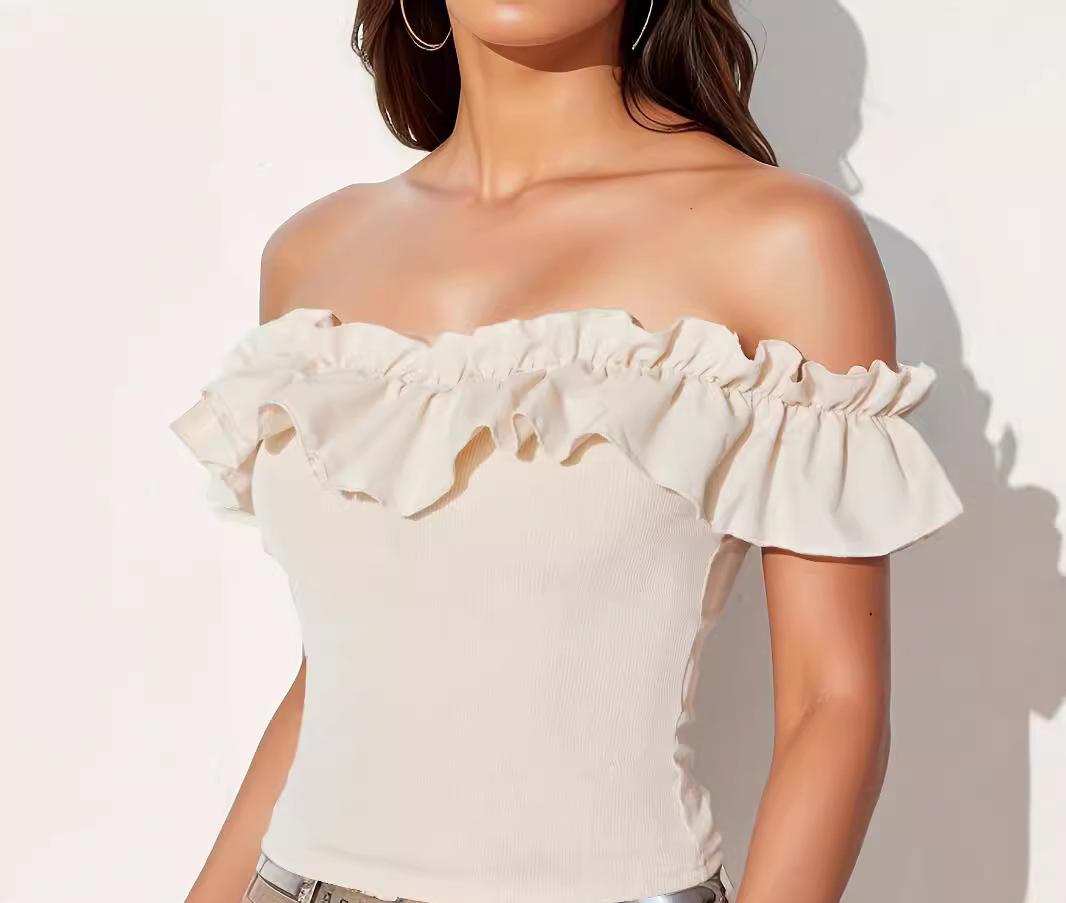 Damen Off-Shoulder Oberteil mit Rüschen Drune