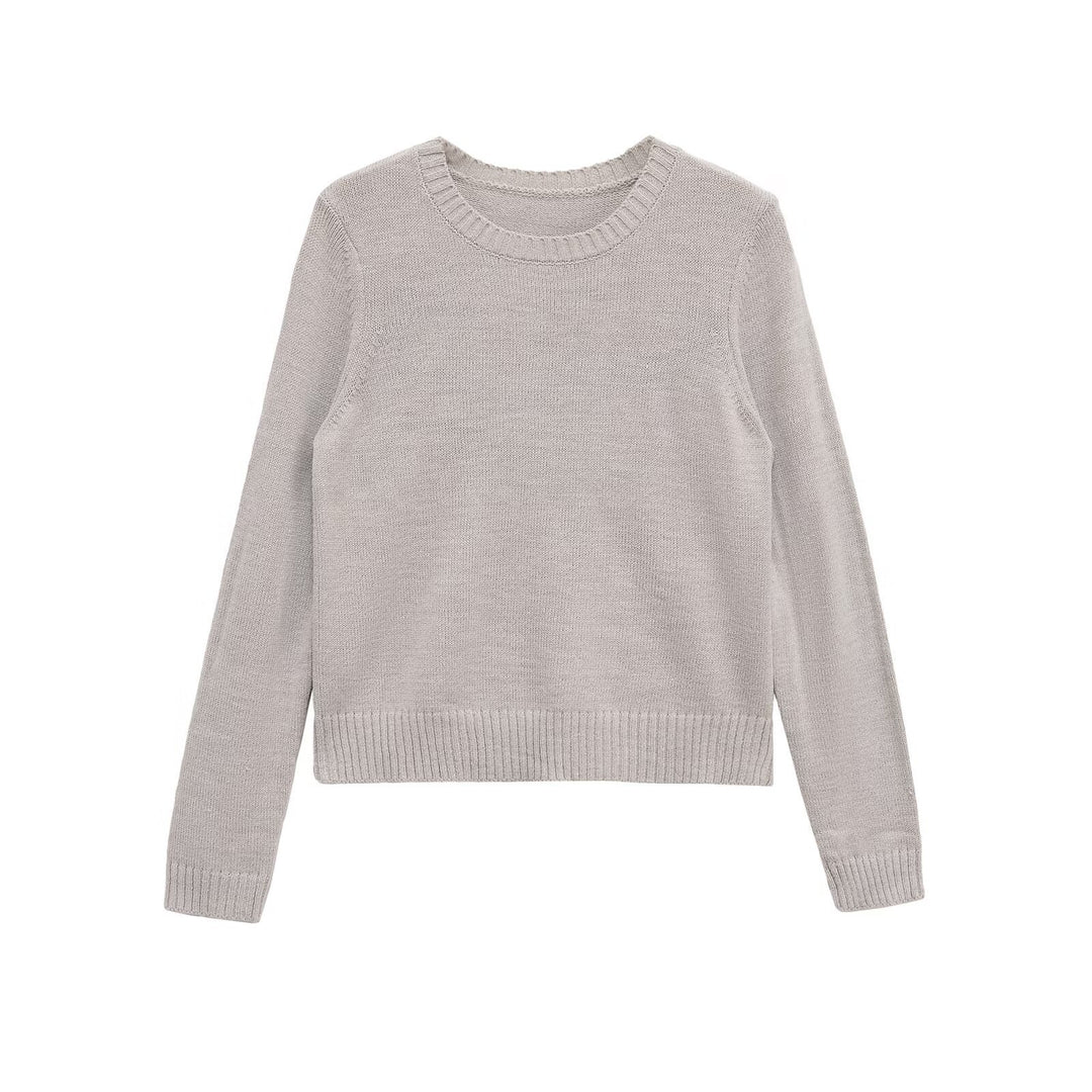Damen Gemütlicher Feinstrickpullover mit Rundhalsausschnitt und zeitlosen Details Drune