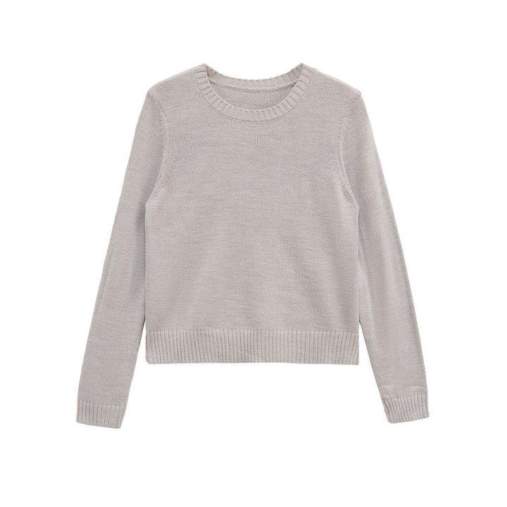 Damen Gemütlicher Feinstrickpullover mit Rundhalsausschnitt und zeitlosen Details Drune