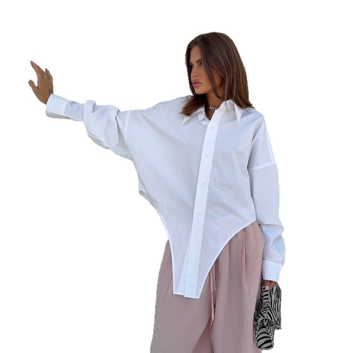 Damen Oversized Hemdbluse mit asymmetrischem Schnitt und modernen Details Drune