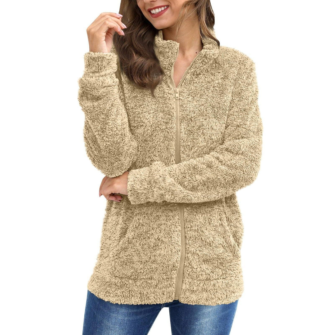 Damen Kuscheljacke mit durchgehendem Reißverschluss und weichem Plüschstoff Drune