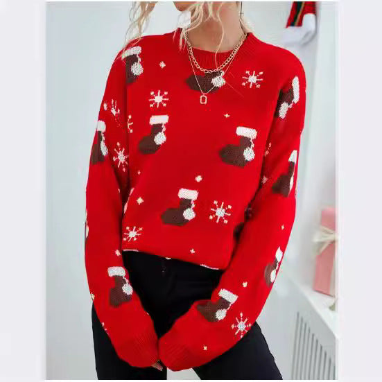 Damen Weihnachtspullover mit festlichem Sockendesign Drune