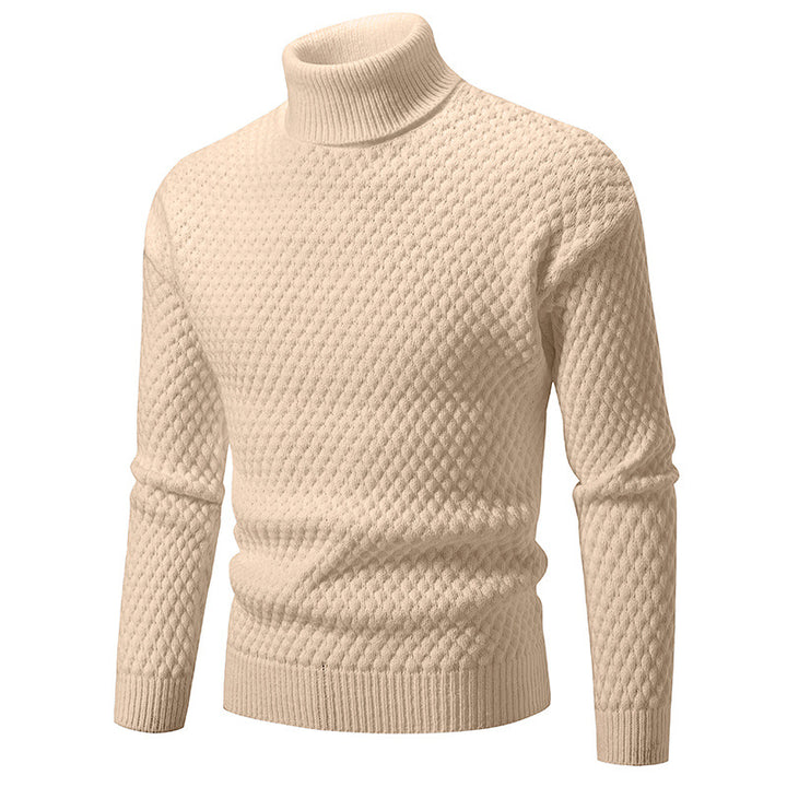 Herren Strickpullover mit hohem Kragen und strukturierter Oberfläche Drune
