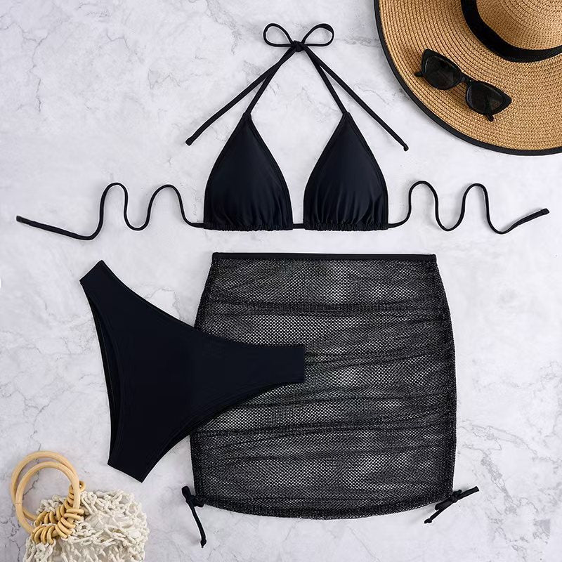 Damen Triangel-Bikini-Set mit verstellbarem Rock Drune