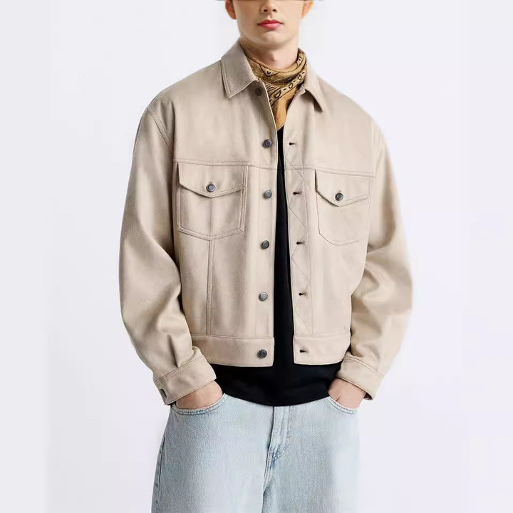 Herren lässige Wildlederjacke mit praktischen Brusttaschen und modernem Schnitt Drune