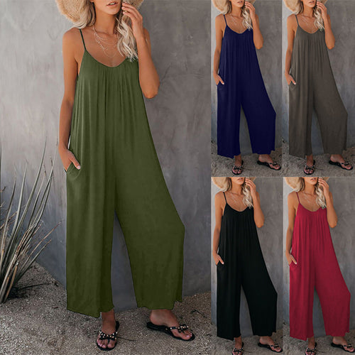Damen Lässiger Jumpsuit mit weitem Schnitt und praktischen Taschen Drune