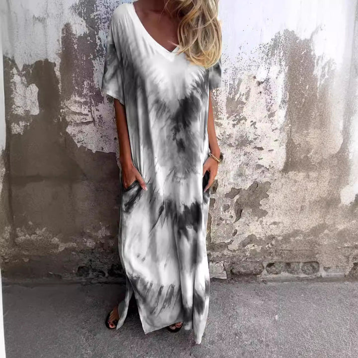 Damen Maxikleid mit lässigem V-Ausschnitt und praktischen Taschen Drune