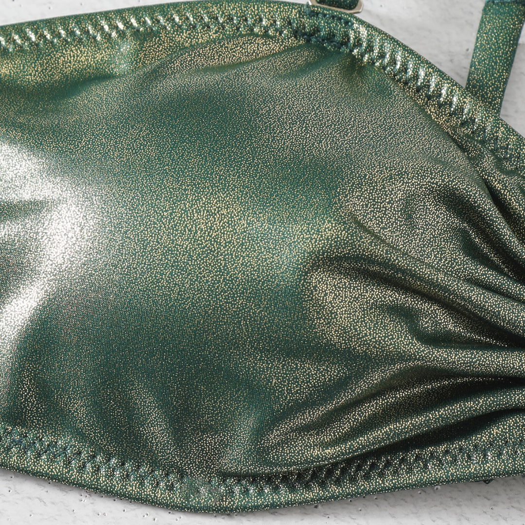 Damen Bikini-Set mit modischem Wickeldesign und glänzenden Akzenten Drune