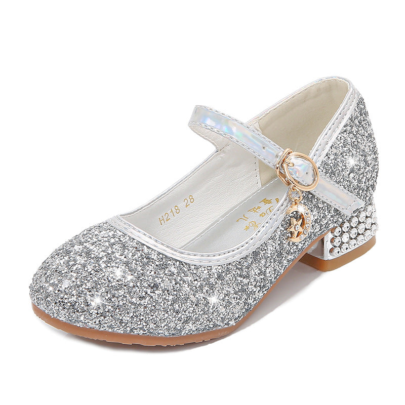 Mädchen Glitzernde Mary Jane Ballerinas mit dekorativer Schleifen- und Perlenverzierung Drune