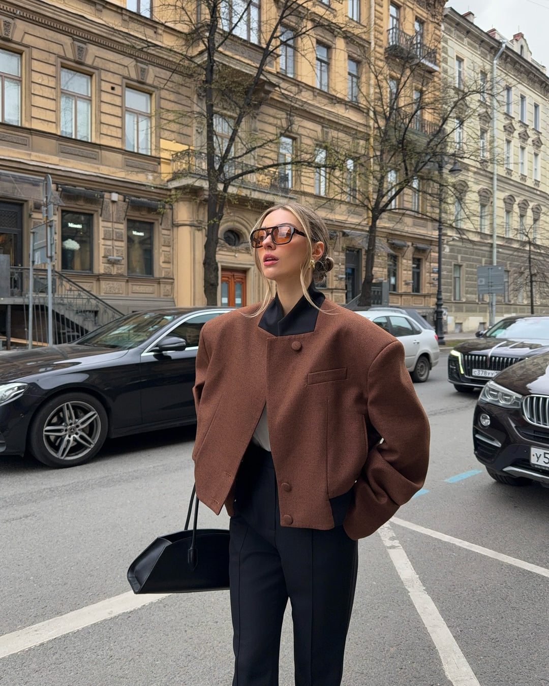Damen modische Kurzjacke mit klassischem Schnitt Drune