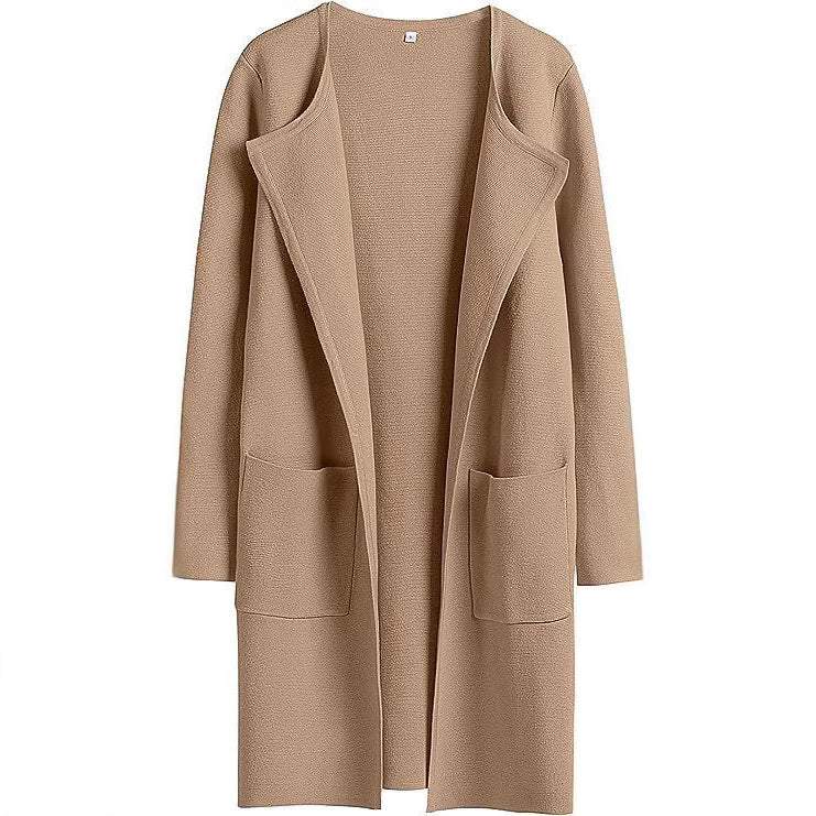 Damen modische Strickjacke mit offenen Front und praktischen Taschen Drune