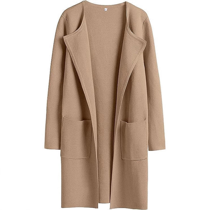 Damen modische Strickjacke mit offenen Front und praktischen Taschen Drune