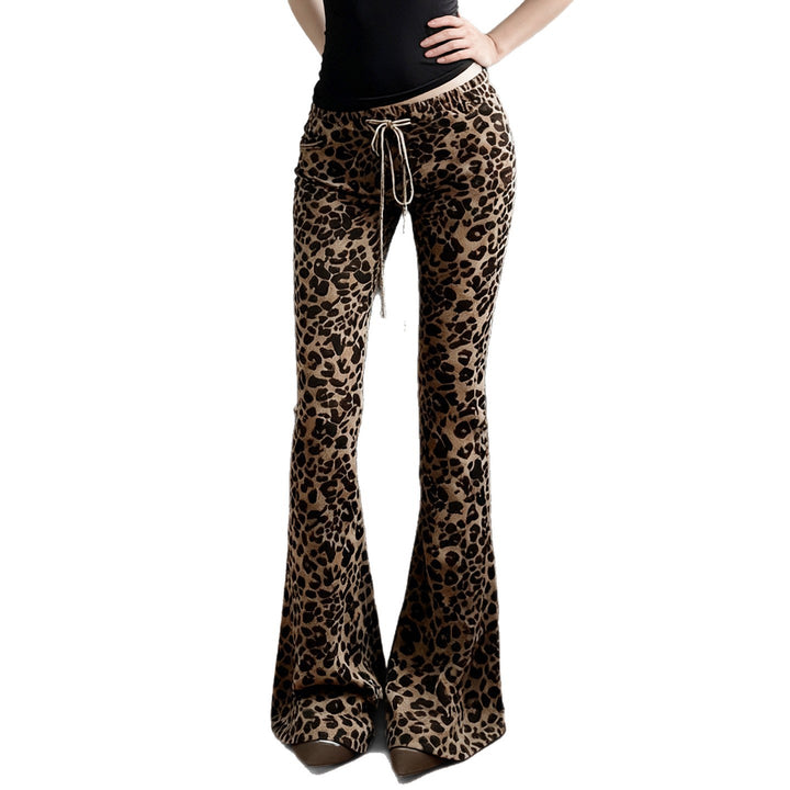 Damen Flared Leopardenmuster Hose Drune