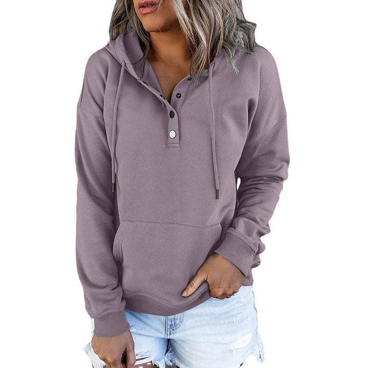 Damen Kapuzenpullover mit Knopfdetails und weichem Fleece-Material Drune