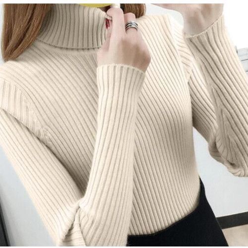 Damen Hochwertiger Rollkragenpullover mit Rippstruktur Drune