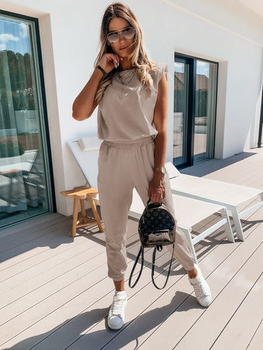 Damen lässiger Jumpsuit mit weichem, elastischem Material und modischem Cut Drune