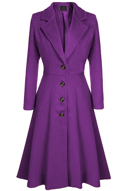 Damen Eleganter Wollmantel mit tailliertem Schnitt und langen Ärmeln Drune