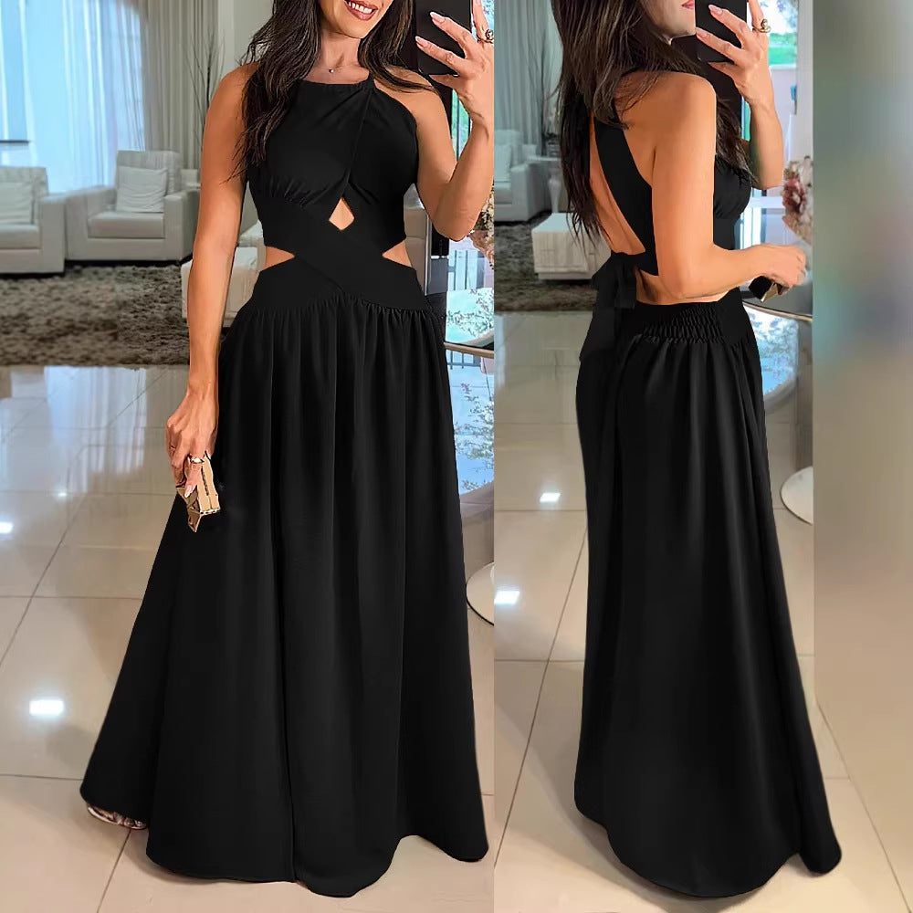 Damen Maxikleid mit eleganter Überkreuzung und modischem Ausschnitt Drune