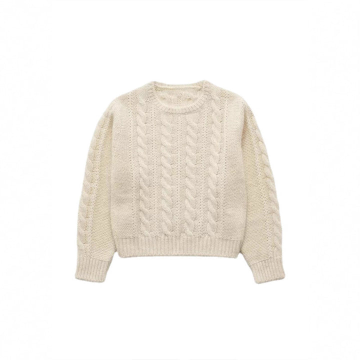 Damen kuscheliger Strickpullover mit Zopfmuster Drune