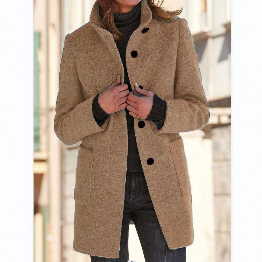 Damen eleganter und warmer Wollmantel Drune