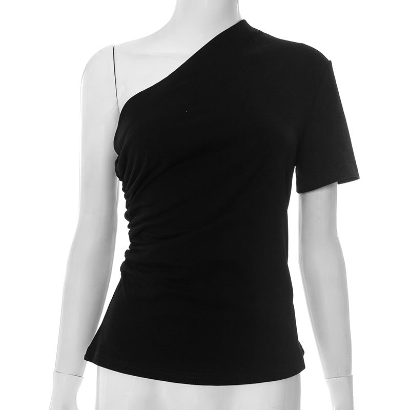 Damen asymmetrisches Kurzarmshirt mit elegantem Schnitt Drune