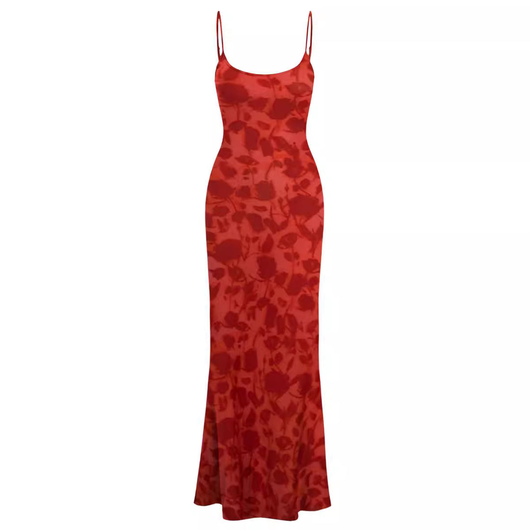 Damen Maxikleid mit Spaghetti-Trägern und elegantem Fließschnitt Drune