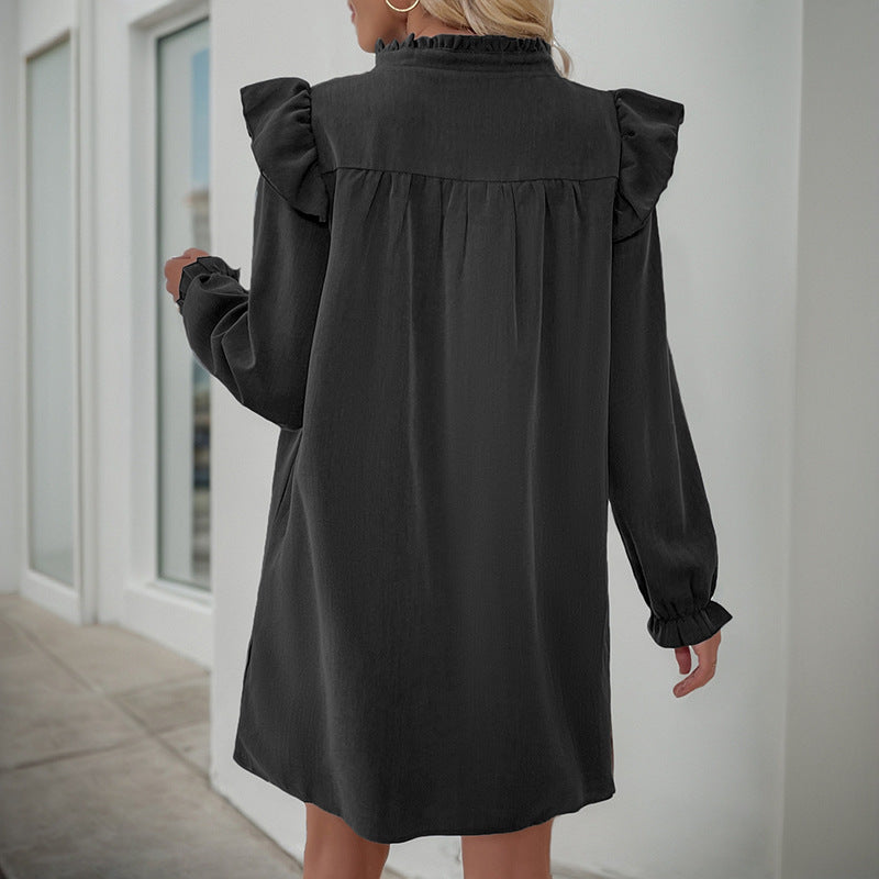 Damen Freizeitkleid mit Rüschendetails und elegantem Schnitt Drune