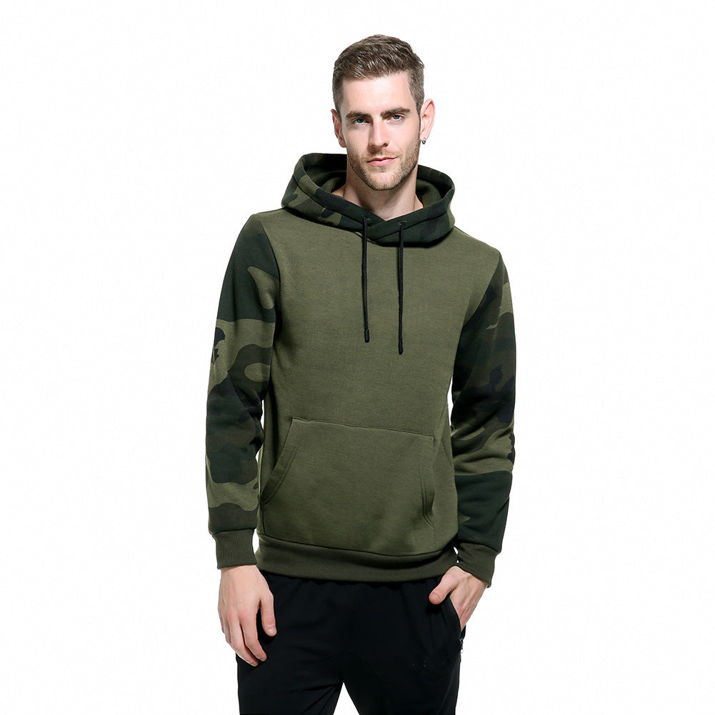 Herren Aktive Camouflage Pullover Hoodie mit Känguru Tasche Drune