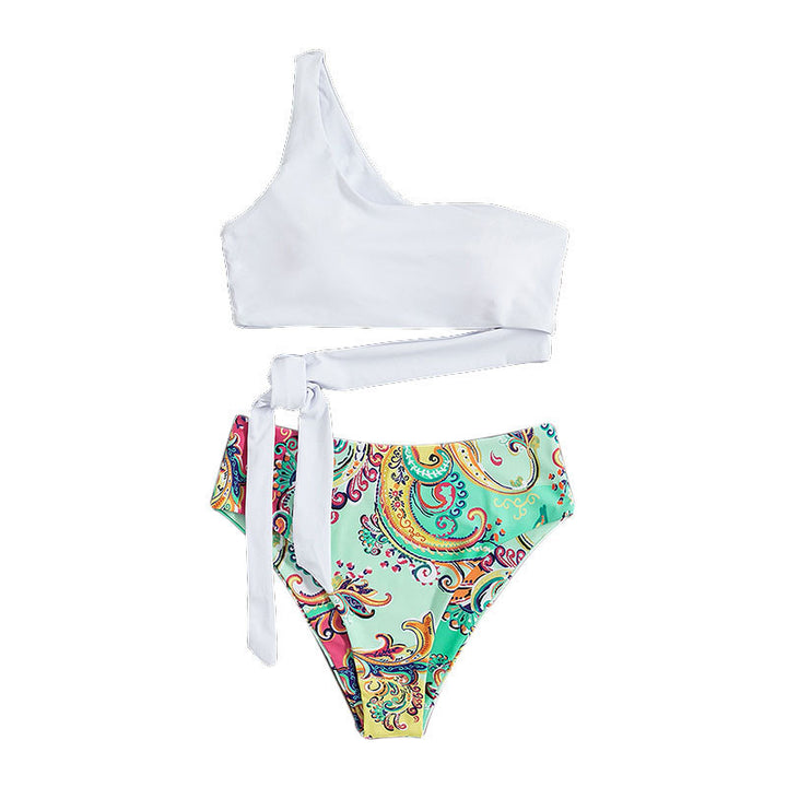Damen einseitiger Bikini mit verspieltem Wickelbund Drune