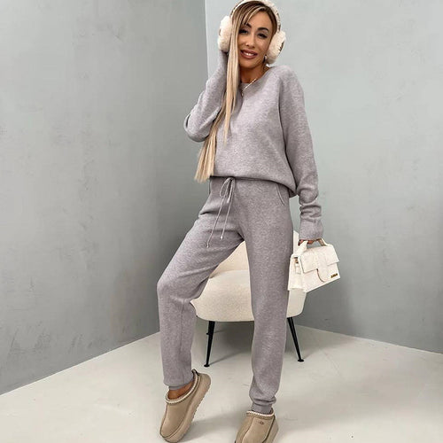 Damen Bequemes Fleece-Lounge-Set mit elastischem Bund und weichem Material Drune