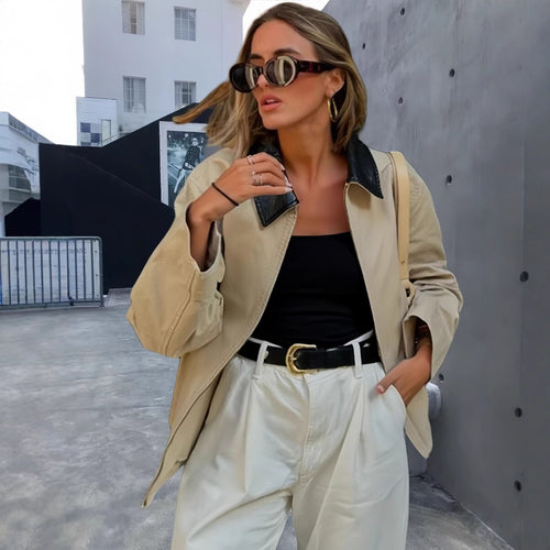 Damen Modische Übergangsjacke mit lässigem Schnitt und eleganten Details Drune