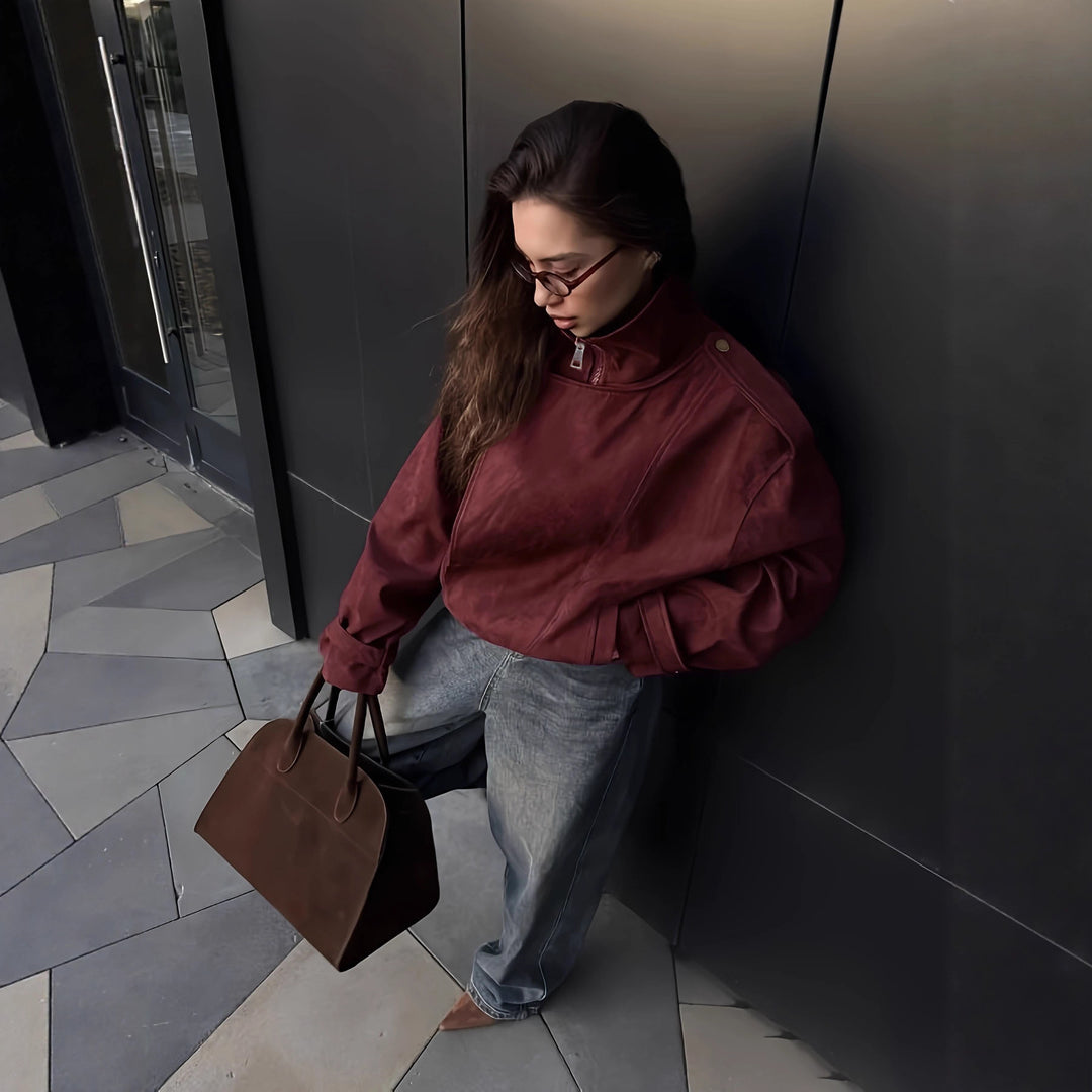 Damen modische Steppjacke mit hohem Kragen und seitlichen Taschen Drune