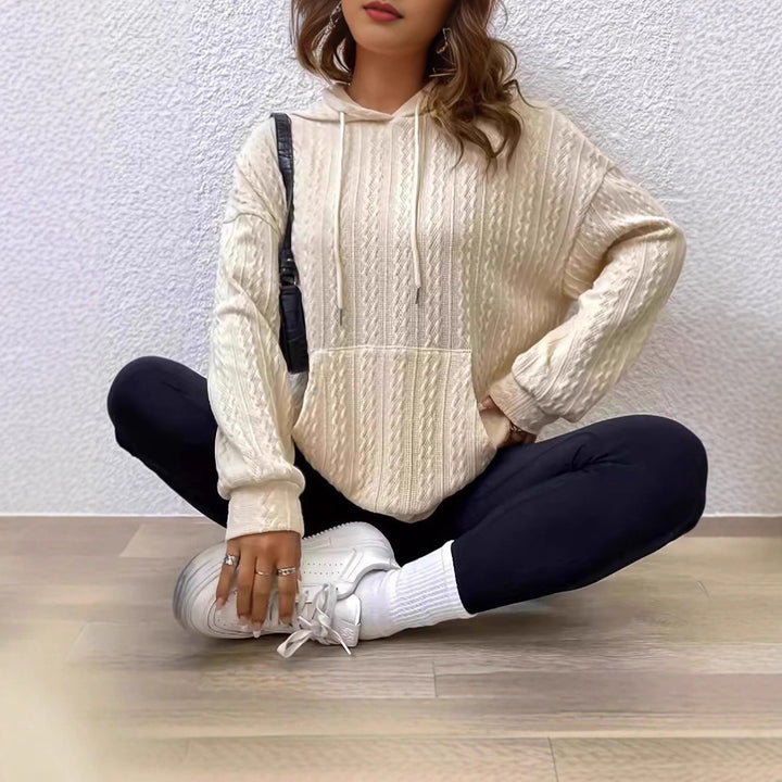 Damen Hoodie mit strukturiertem Strickdesign und bequemer Passform Drune