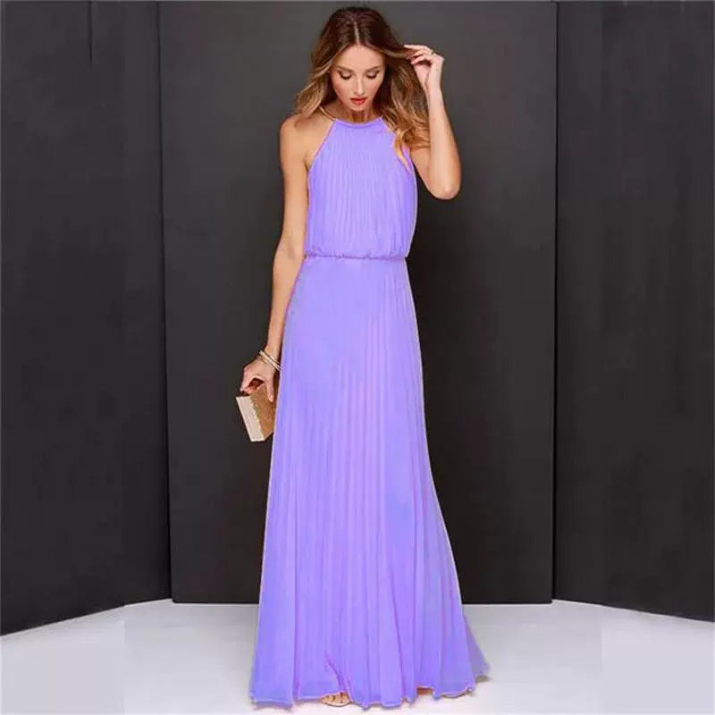 Damen Plissee-Abendkleid Rückenausschnitt Blouson-Top