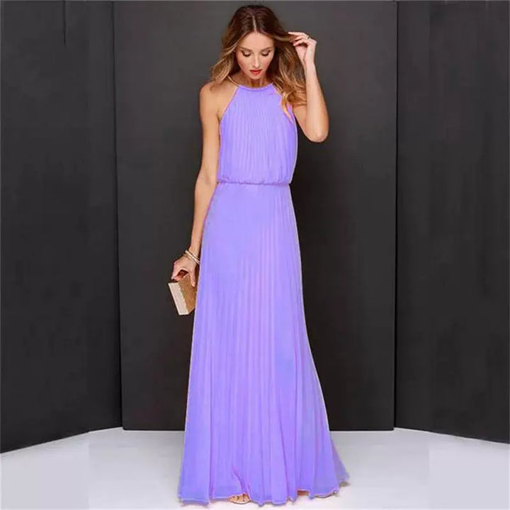 Damen Plissee-Abendkleid Rückenausschnitt Blouson-Top