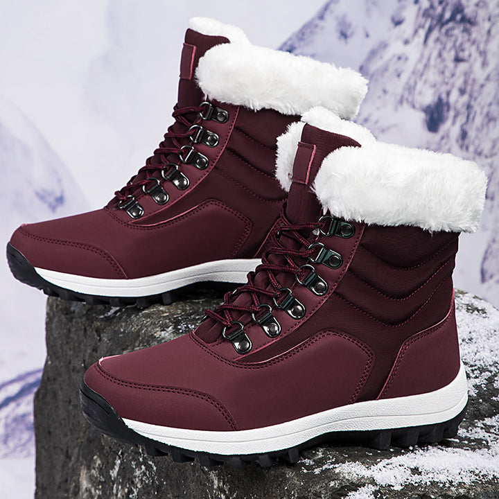 Damen Winterstiefel mit weichem Kunstfellkragen und rutschfester Laufsohle Drune