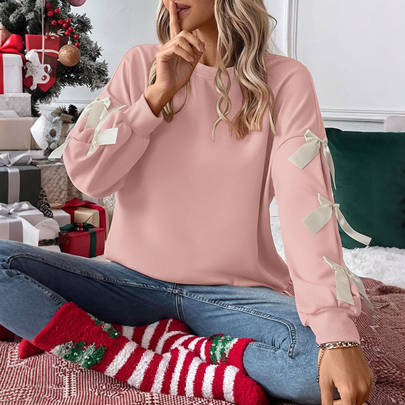 Damen Oversized Sweater mit verspielten Schleifendetails Drune
