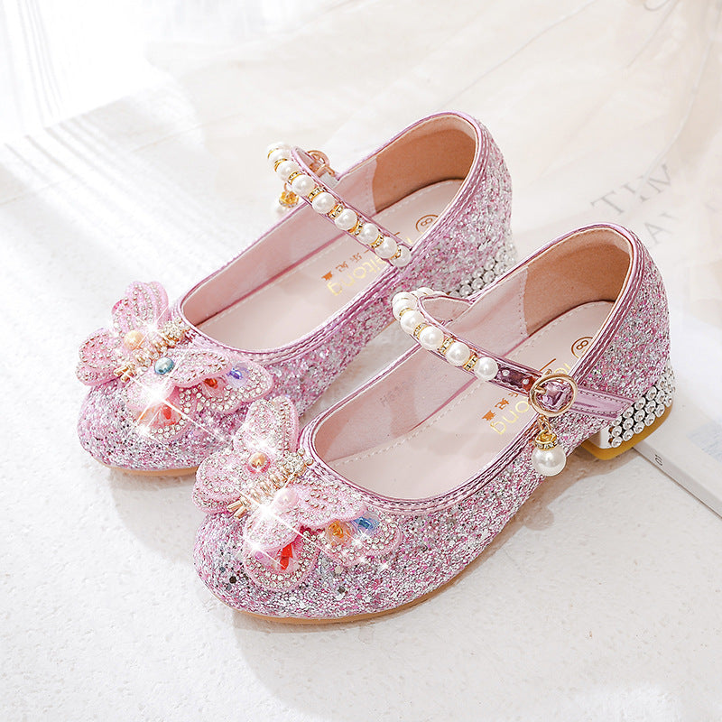 Mädchen Ballerinas mit funkelnden Schmetterlingsapplikationen und Perlenverzierungen Drune
