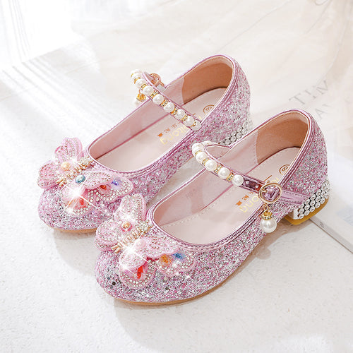 Mädchen Ballerinas mit funkelnden Schmetterlingsapplikationen und Perlenverzierungen Drune